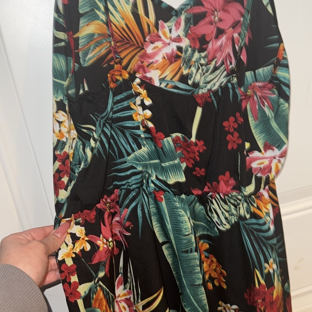 SHEIN-Tropical Print Flared Hem Peplum Dress Size Large - Picture 8 of 9